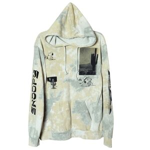 Peanuts Snoopy Yellow, Gray Graphic Hoodie Sweater W/Pocket Size L